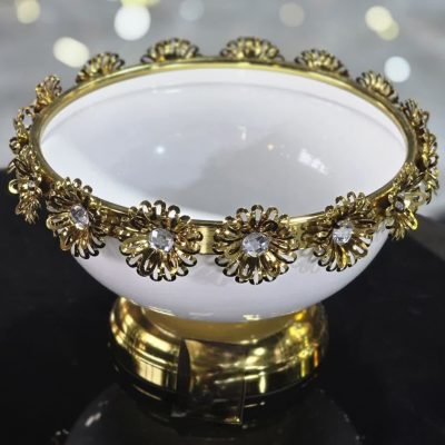 آجیل خوری نگین دار سفید زیتونی (فورتیک)